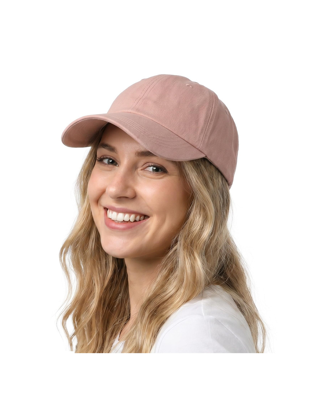Womens Satin Lined Baseball Cap Washed Cotton Adjustable Dad | Pink | Size OS